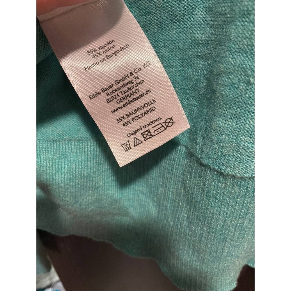 Eddie Bauer Womens Small Turquoise Cardigan Sweater Spring Cotton Blend Soft - Picture 6 of 6